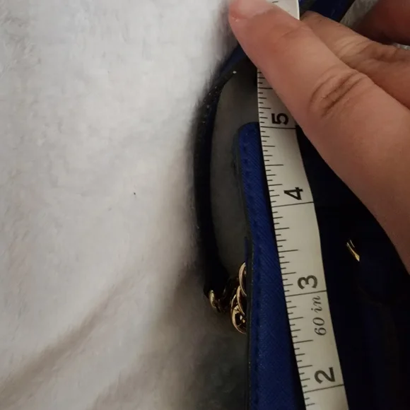 Michael Kors Mini Blue Handbag with Gold Accents - Picture 7 of 7